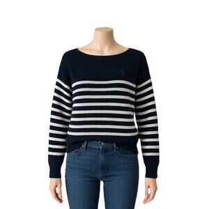 Ralph Lauren Vertical Striped Sweater from the Lauren Collection L Navy / White